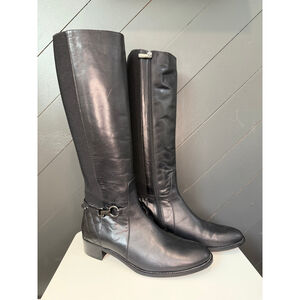 Aquatalia Black Leather Quilted Knee High Riding Boots Women’s 11 Made in Italy
